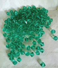 Vintage Swarovski 5mm bicone beads, Light Emerald (24pcs)