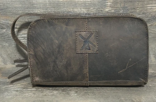 Fenland England Toiletries Shaving Kit Bag Mens Leather Brown