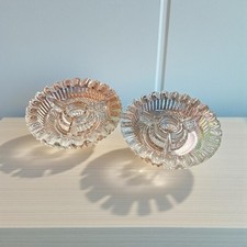 Vintage Pressed Glass Candle Holder Clear Round 4.25" Taper Set of 2 Unique