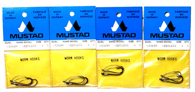 4 PACKS Mustad W3369A Weedless Hook Size 4 Bronze 3 Count Package