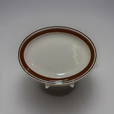 Contemporary Chateau 12.75” Oval Serving Platter Brown Striped Japan