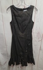 Calvin Klein Size 4 Black & Gold Womens Dress