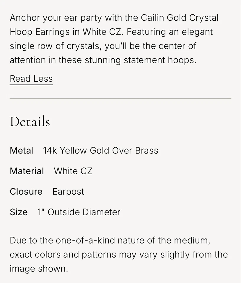 "Pendientes de aro Kendra Scott Cailin oro cristal 1"" blanco brillante circonita cúbica usados 1x" Foto 4 de 4