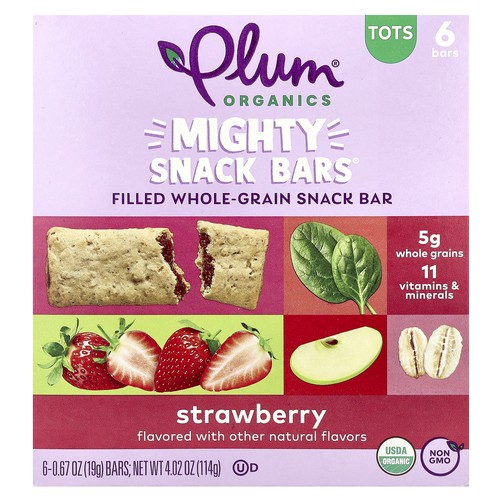 Mighty Snack Bars®, Tots, Strawberry, 6 Bars, 0.67 oz (19 g) Each