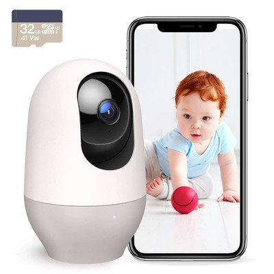 Nooie IPC100 360 Grad 2K Babyphone, Überwachungskamera mit 32G SD (WiFi. Alexa)