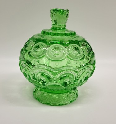 Moon And Star Glass Light Apple Green Small Compote Candy Dish 
