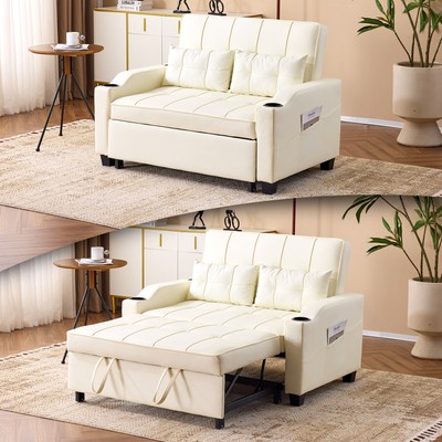 Loveseat Sleeper Sofa Convertible Futon Sofa Bed Faux Leather Pullout Couch