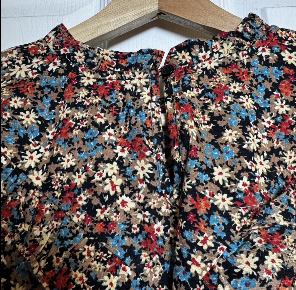 Mango Embroidered Floral Dress Boho Cottagecore Long Sleeve Ruffle Neck S NWT thumbnail 14