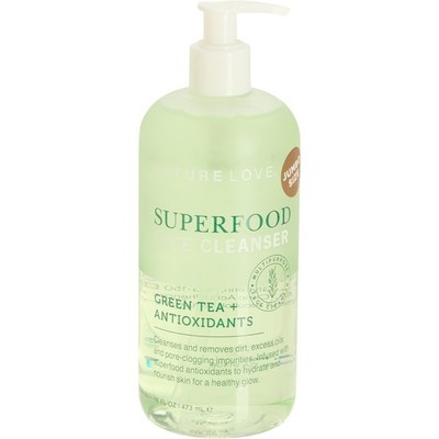 Nature Love Superfood Face Wash Cleanser Green Tea Spinach Leaf 16 oz Jumbo Size
