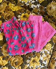 Lot Of 2 Vintage Girls Pink Corduroy Pants Floral Bow 4  4T Health Tex Jet Set