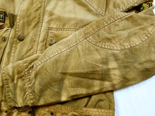 HOT VTG Men BELSTAFF TRAILMASTER BIKER PARKA BELTED KHAKI WAXED Jacket L (Fit M) image 13