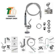 Commercial Sink Sprayer with 45" Flexible Stainless Steel Hose, Pre-Rinse Dis...