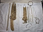 Vintage Gold Tone Costume Jewelry Lot Gold Tone Chaines
