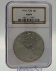 1996 $1 1-oz American Silver Eagle NGC MS69 Brown Label