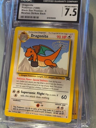 Pokémon English Dragonite 5 1999 Black Star Promos CGC 7.5 Movie Promo CGC