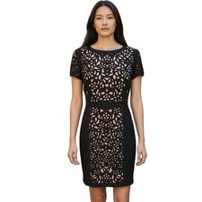 Anthropologie Maeve Black Dress 6P Laser Cutouts Eyelet Versatile Sexy