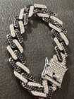 Iced Out Cuban Link Bracelet Silver Tone Micro Pave CZ Hip Hop Bling Mens 8in — photo 1