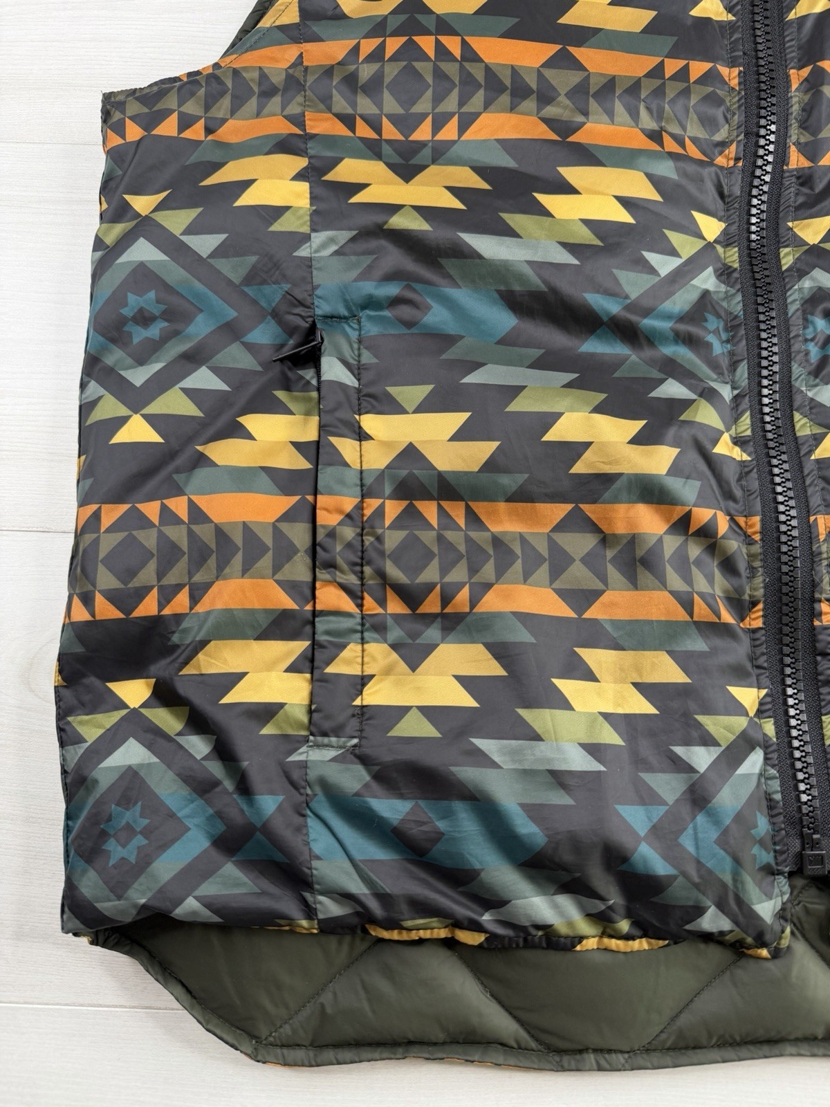 Pendleton Down Puffer Vest Aztec Print Reversible… - image 2