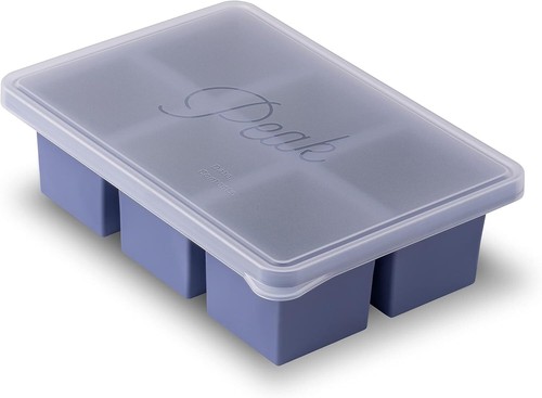 W&P Cup Cubes Silicone Freezer Tray With Lid - Makes 6 One-Cup Portions, Charcoal, Dishwasher Safe