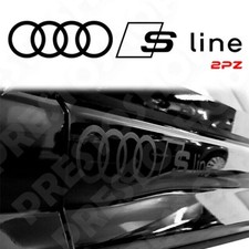 Adesivo AUDI S LINE + ANELLI Auto Fiancata A3 a1 a4 q5 tt q3 q2 rs Kit 2PZ 28CM