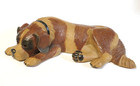 Large Black Forest 16 in. long Carved Wood Laying Saint Bernard Dog Sculpture