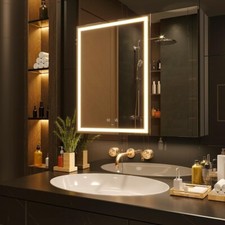 Mirror Cabinet Bathroom LED Illuminated Medicine Cabinet Anti Fog USB 75x70cm W1001
