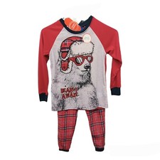 Wonder Nation BEARLY AWAKE Boys 2 Pc Pajama Set-6/7-Red-Plaid