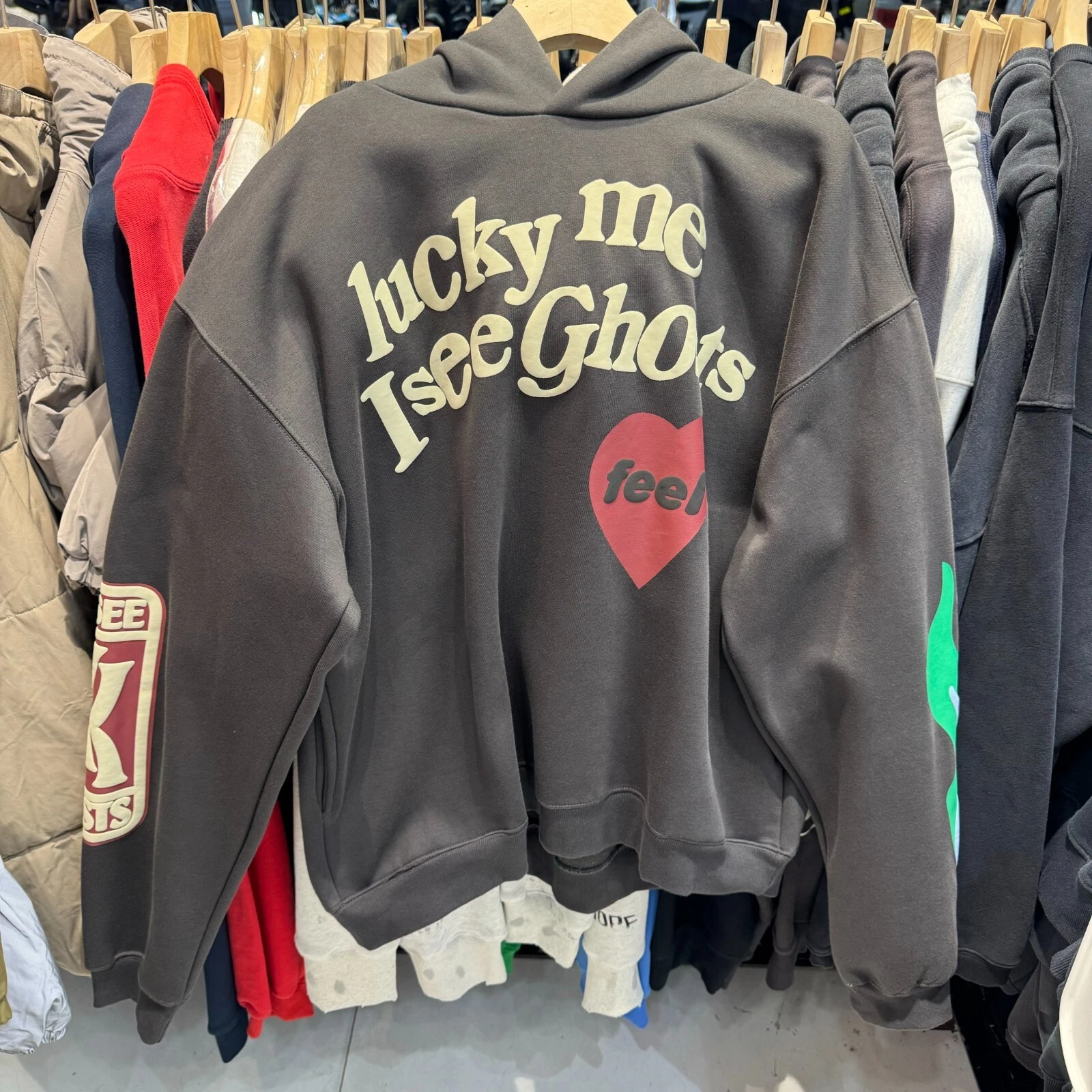 Kanye West Lucky Me I See Ghosts Feel Puff Letter Mens Fleece Gray Hoodie
Opens in a new window or t