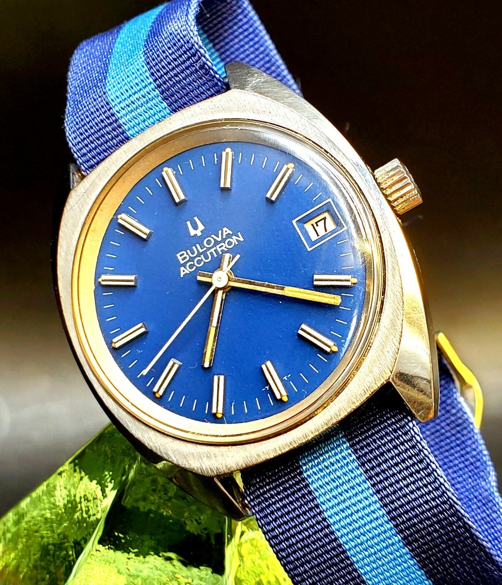 BULOVA. ACCUTRON. 1960. 腕時計 Vintage Accutron Electric 1960's Men's Watch W/ Amazing Blue Dial