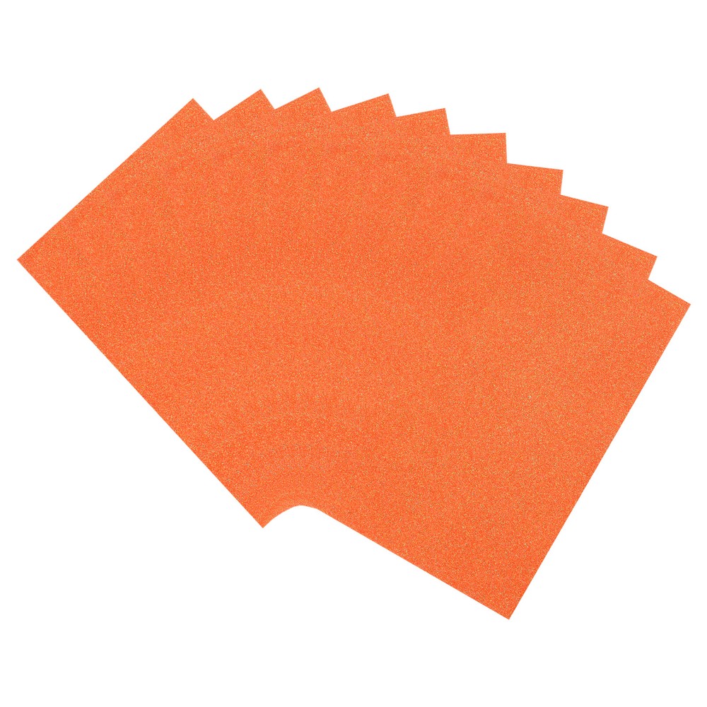 10 Orange Glitter EVA Foam Adhesive Craft Sheets