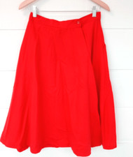 Vintage 50s 60s Red Circle Skirt A-Line Bright Red Wrap w/Pockets Rockability XS