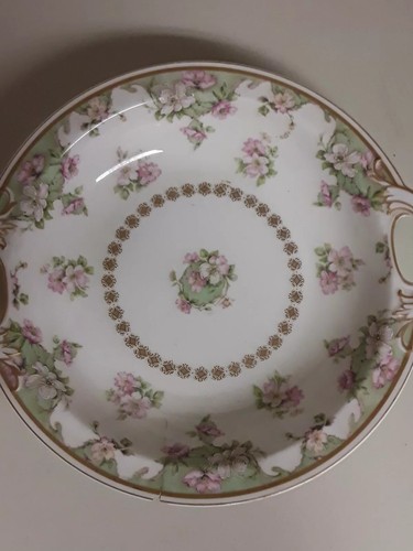 Antique Haviland Limoges France 9.25” Serving Bowl Dish Floral W Handles Chip