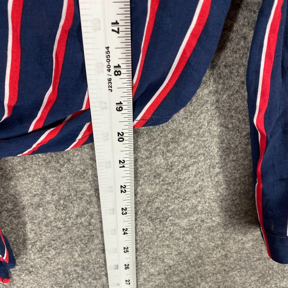 Forever 21 Shirt Womens M Blue Striped Cropped Button Up Collared Tie Front - Image 3 of 4