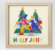 Target Christmas Framed Wall Art "Holly Jolly" Sign 12 X 12 - Yiffy Gu