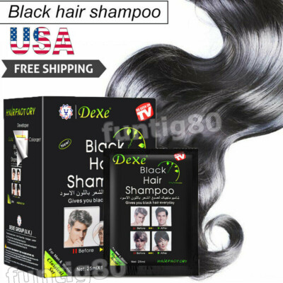 10-50X Dexe Black Hair Shampoo Instant Hair Dye Reverse Grey Hair for Men&Women