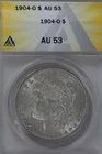 1904-O   $1 ANACS  AU 53 Morgan Silver Dollar, Miss Liberty Head Dollar, $1