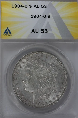 1904-O   $1 ANACS  AU 53 Morgan Silver Dollar, Miss Liberty Head Dollar, $1