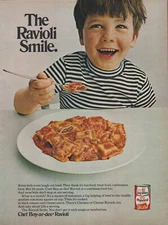1972 Chef Boy-Ar-Dee Ravioli - "The Ravioli Smile" - Little Boy - Print Ad Photo