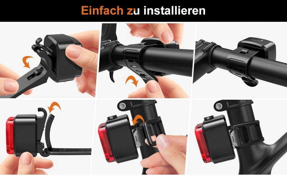 Fahrradlicht Set StVZO-OSRAM-LED Fahrradbeleuchtung/Lampe -USB-C -superhell-IPX5 - Bild 4 von 4