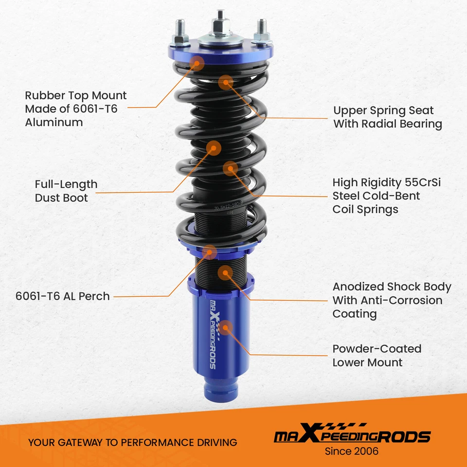 Maxpeedingrods Coilovers Suspension For Honda Civic 88-00 Acura Integra 1990-93 - Image 3 of 4