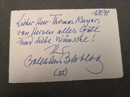 Boleslaw Barlog Autograph Autograph On Card 14.2cm x 9.3cm Signed Rare!
