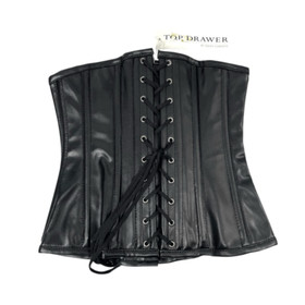 NEW Top Drawer Daisy Corsets Steel Boned vegan leather lace up Corset Sz S black