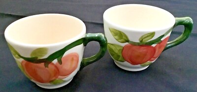 VTG FRANCISCAN CHINA 2 FLAT CUPS ''FRESH FRUIT'' HAND DECORATED AM BACK STAMP EXC