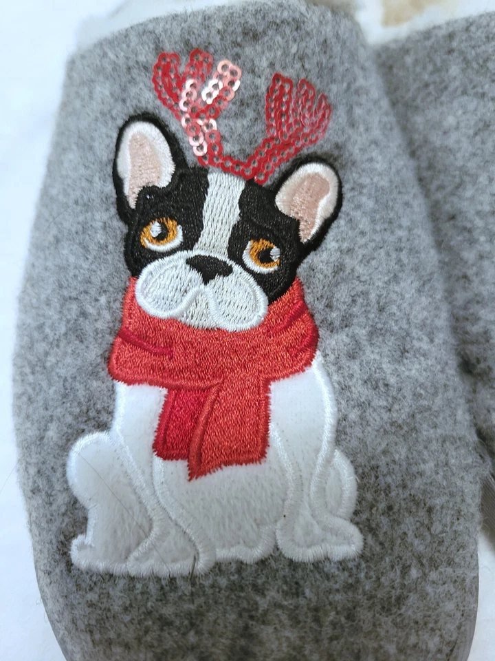 Zapatillas de Navidad Kooba para mujer Boston Terrier Frenchie zapatos de casa SM 6/7 Foto 3 de 4