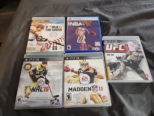 5 Lot Sony PlayStation PS3 & 5 Football, Baseball, Hockey, Basketball UFC GAMES
