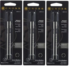 CROSS REFILL FOR BALL PENS, MEDIUM POINT, BLACK INK, PACK OF 3 (8513-2)