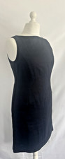 M&S St Michael Dress UK 16/18 Vintage Shift 100% Linen Black Made UK 80's 90's