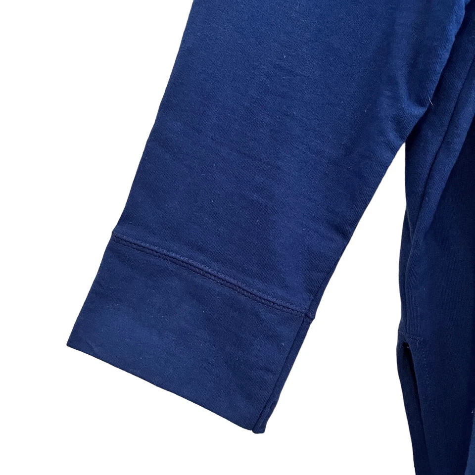 Moletom Roaman's feminino com capuz 18/20 túnica azul gola V bainha alta baixa - Imagem 3 de 4