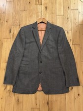 Holland Esquire Wool Suit Jacket Blazer Check Grey Tweed Size 44R