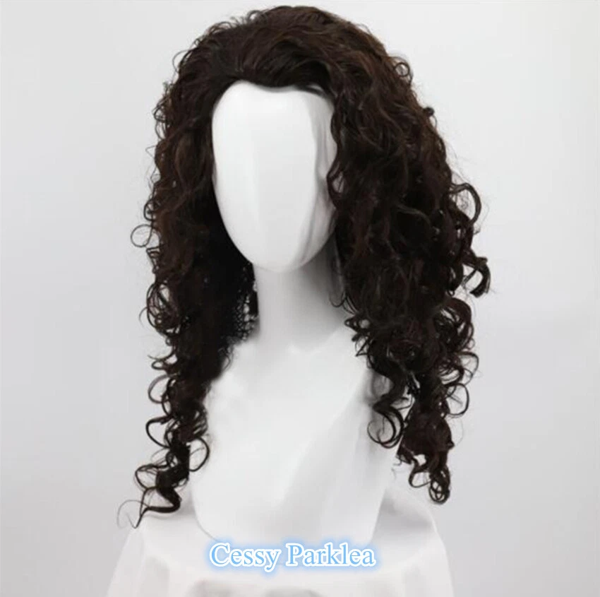 SN-D6-2 Maui Moana Peluca Pelo Hawaiano Marrón Oscuro Largo Rizado Disfraz Accesorio Foto 2 de 4